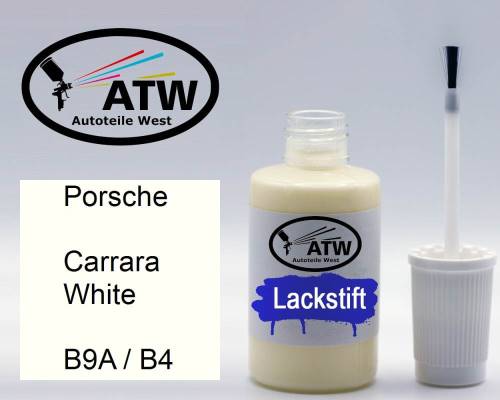 Porsche, Carrara White, B9A / B4: 20ml Lackstift, von ATW Autoteile West.